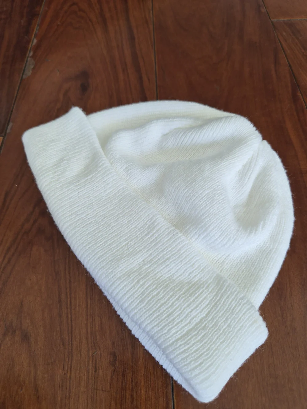 Kids White Ribbed Knit Beanie Winter Hat